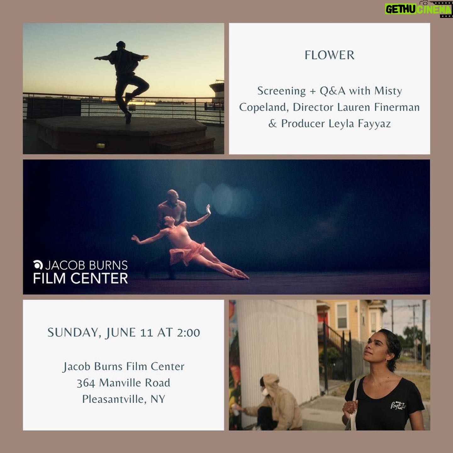 Misty Copeland Instagram - #Repost @oaklandflowerfilm γ»γ»γ» Good news tri-state area! an additional opportunity to see ππππππ next weekend if you weren't able to snag tickets yet! Details belowβ¦ β€΅οΈ Sunday, June 11th @ 2:00pm Jacob Burns Film Center 364 Manville Road, Pleasantville, NY. There will be a screening of @oaklandflowerfilm followed by a Q&A with: Star Producer @mistyonpointe Producer @leylafayyaz Director @laurenfinerman Tag your NY Misty Copeland fans! π€© π You can snag your tickets for this event at the π in our bio. #lifeinmotionproductions #mistyonpointe #mistycopeland #representationmatters #socialissues #socialissuesmatter #artactivism #blackhistory #newyorkdancers #oakland #oaklandcityballet #sanfrancisco #sanfranciscodancers #california #dancersofny #dancersofla #californiadancers #dance #eastbay #newyorkcity #dancersofnewyork #nyc