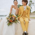 Miyū Ikeda Instagram - ． 別バージョンのウェディングドレス💐 挙式の次の日のフォトツアーで プロデュースしたもう1つのチュールドレスの オフショルになるロングチュール外したバージョン♡ 透け感あって柔らかい素材だから マーメイドドレスとは全く違う感じに💒 どっちのドレスが好き？ オフショルチュールあるバージョンは前の前の投稿みて🫶🏾