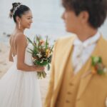 Miyū Ikeda Instagram - ． 別バージョンのウェディングドレス💐 挙式の次の日のフォトツアーで プロデュースしたもう1つのチュールドレスの オフショルになるロングチュール外したバージョン♡ 透け感あって柔らかい素材だから マーメイドドレスとは全く違う感じに💒 どっちのドレスが好き？ オフショルチュールあるバージョンは前の前の投稿みて🫶🏾