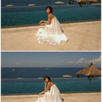 Molly Chiang Instagram - @Amankila in Bali is simply paradise! 🦋🩵🤍 #Amankila #AmanResorts #AmanAdventures #Amanfoodie #AmanWellness #TheSpiritofAman - 還是要有平面美照吧？🥹🤍🩵 對吧🤣 誰是剛剛在廣播區有幫我選封面的？ 你們選的是現在這張嗎😆 通常事先知道出國要去的地點之前 一定要先找到能夠符合當地景點的服裝😂 抵達Amankila 之前研究了這裡整體的建築色系風格 重頭戲的泳池讓我第一時間決定要準備白色洋裝🤭 藍色泳池配上蔚藍海岸跟天空 Amankila 的泳池建築設計主要又以自然色系為主 如淺褐色、米白色和淺灰色等等… 這些色彩跟峇里島的自然環境相融合 營造出一種融洽和諧的氛圍 我自己覺得大家日後有機會來的話 穿白色、米色系都蠻適合在這個泳池拍🤍 至於這個泳池什麼時間點拍光線最對？ 就是大概上午九點到中午前拍為最最佳 光線這個時候都會照到整個泳池 大家來的話可以吃完早餐直接來拍最好看 一張好看的照片光線真的很重要 所以每次到一個地方或飯店的時候 我都會先打開指南針App看方位看光的位置😂 就可以安排好要什麼時間點拍什麼地方了🫶🏾 明天要來分享 @Amankila 很厲害的一個行程😏 敬請期待🫶🏾