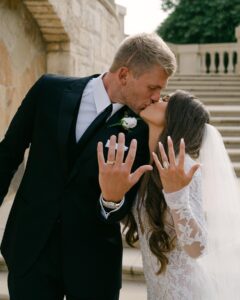 Morgan Simianer Instagram - Special moments from our special day. Words cannot express how happy I am to be your wife. #KAYPartner A huge thanks to @kayjewelers for these beautiful wedding bands, Stone can’t stop staring at his. #EveryKiss