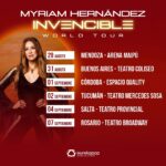 Myriam Hernández Instagram – “Invencible – World Tour” llega a la Argentina! 🎶✨

No te pierdas la oportunidad de vivir una noche inolvidable junto a la incomparable voz de Myriam Hernandez. 🌟¡Reserva tus entradas ahora y déjate llevar por la pasión de sus canciones! ❤️🎤

🗓️ 29/08 Mendoza (Arena Maipú)

🗓️ 31/08 Buenos Aires (Teatro Coliseo)

🗓️ 01/09 Córdoba (Espacio Quality)

🗓️ 02/09 Tucumán (Teatro Mercedes Sosa)

🗓️ 04/09 Salta (Teatro Provincial)

🗓️ 07/09 Rosario (Teatro Broadway)