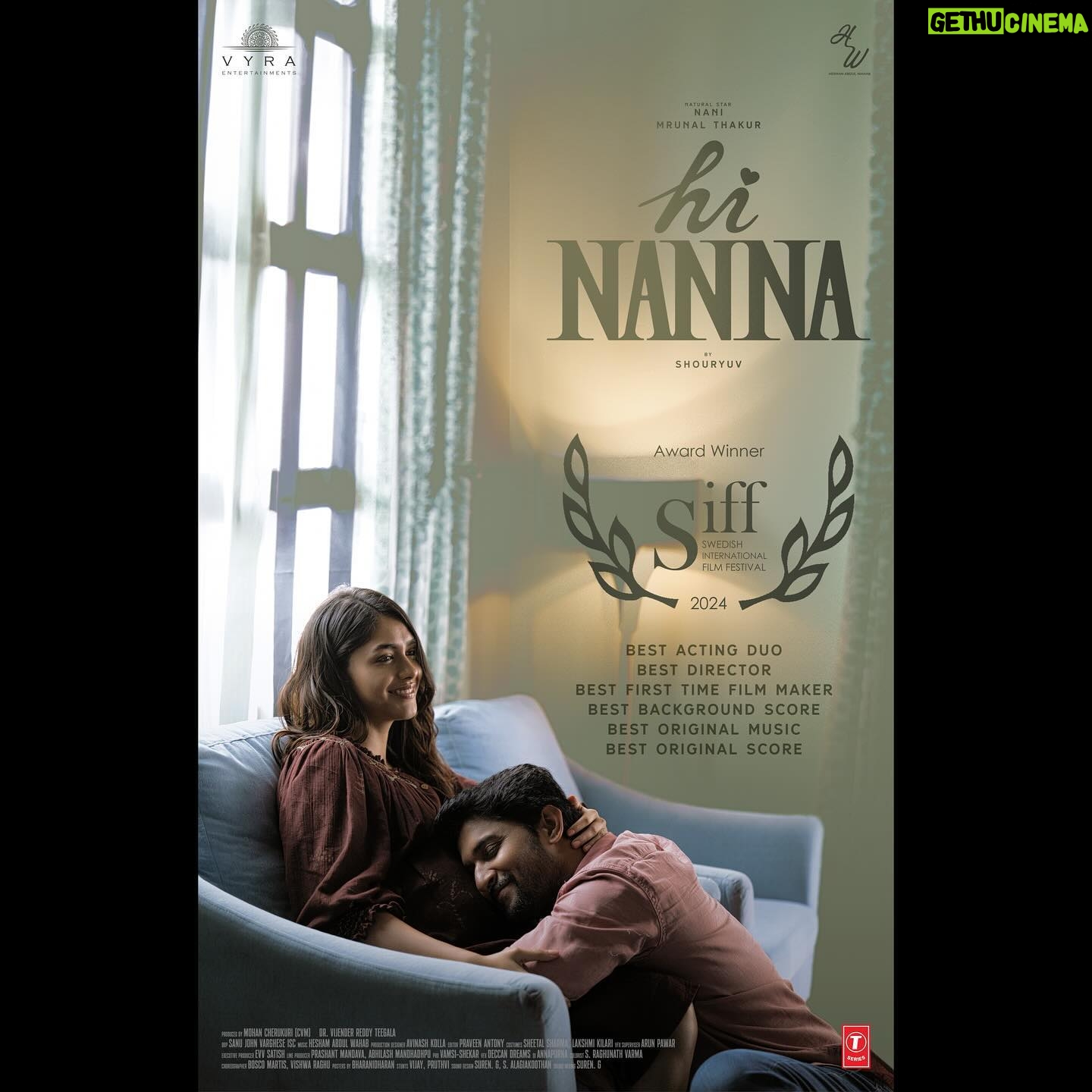 Nani Instagram - Celebrating cinema with LOVE and ACCOLADES ❤️🔥❤️🔥❤️🔥 #HiNanna sweeps six awards at the Swedish International Film Festival 2024 ✨ @swedish.international.filmfest A true resonance of Love 18 International awards & counting✨ Natural🌟 @NameisNani @mrunalthakur @shouryuv @MyrakiaraKhanna @heshamabdulwahab @VyraEnts