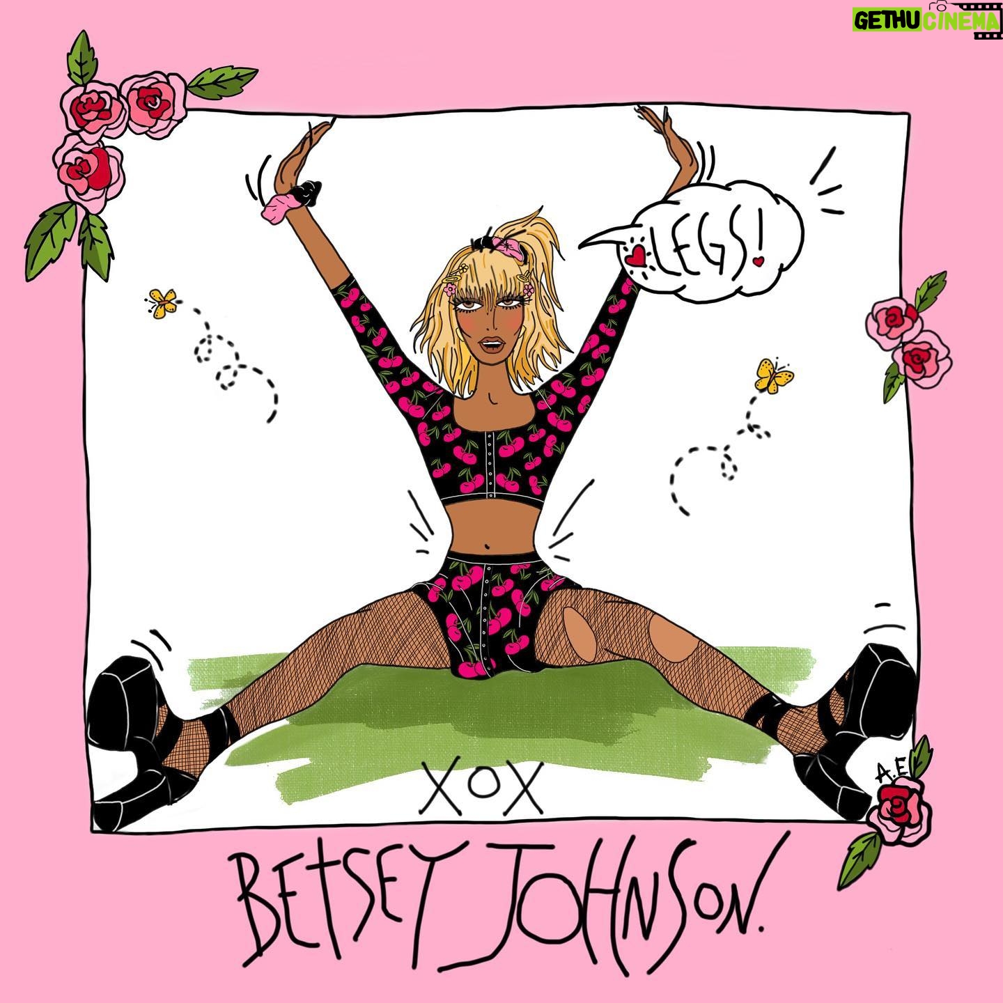 Naomi Smalls Instagram - Fell into @betseyjohnson ‘s world and couldn’t feel cuter in the new Lycra betsey set! Cherry bombing my way into a cartwheel with a look to match. Get yours now at BetseyJohnson.com #betseybabe
