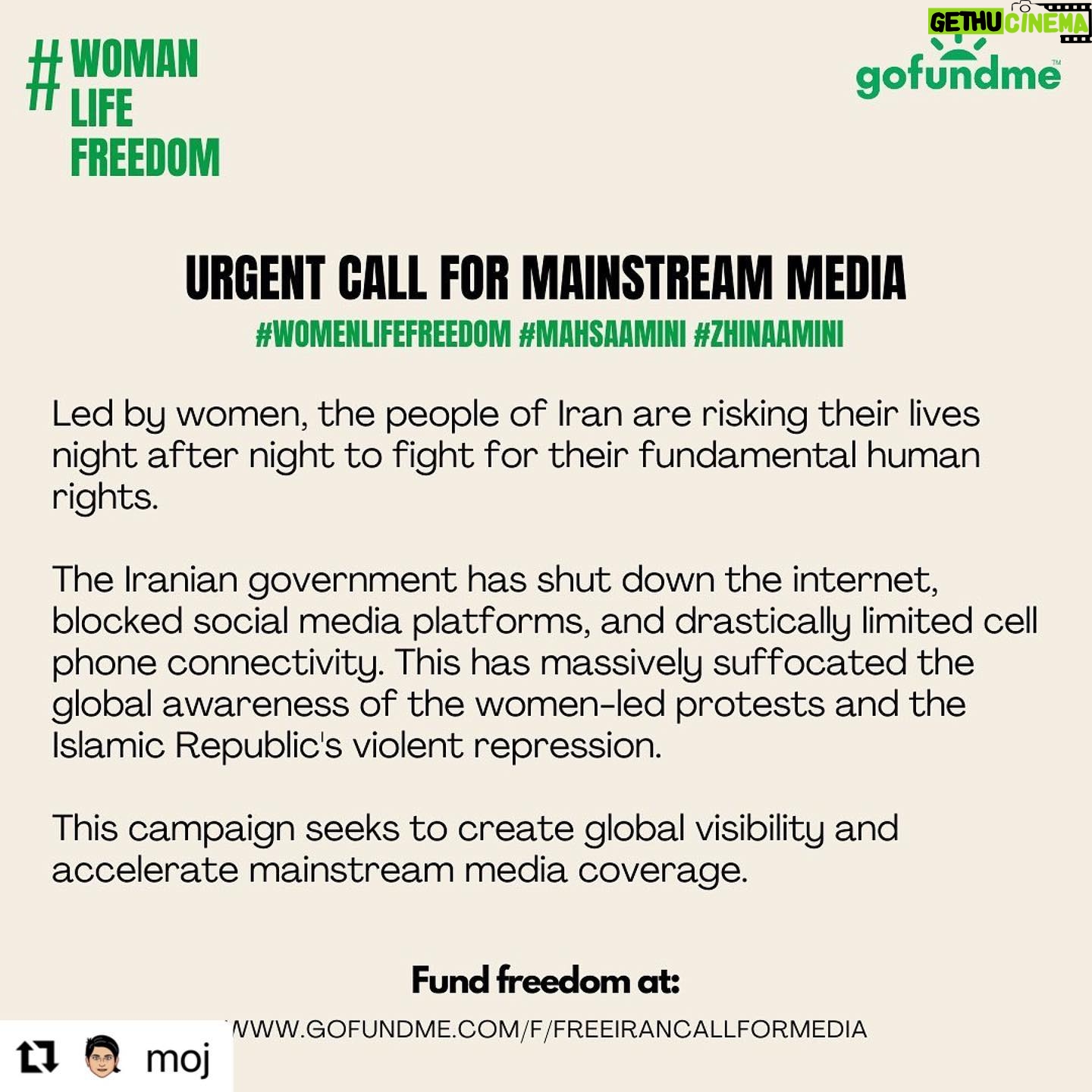 Naomi Watts Instagram - Please take a moment to watch this video from my friend @moj #Repost γ»γ»γ» Please support the women, students and young people in Iran. How you can show love and support: We made it so easy ππ½ 1. Repost assets for Go Fund me to main feed and stories 2 Tag the press I provide below with our message 3 Donate π° I stand with the women of Iran in their fight for freedom. We must come together to raise global awareness and create visibility for the female-led protests and police violence taking place as Iranian women demand their basic human rights. Please share and donate towards the campaign aiming to gain global coverage of this important moment at gofundme.com/f/FreeIranCallForMedia #womanlifefreedom #mahsaamini #zhinaamini