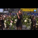 Natalie Imbruglia Instagram - Such an honour to sing the Australian National Anthem for the first time on a public stage yesterday before the Lexus Melbourne Cup! Thanks to the whole team ❤️ @drewmac sammymeads @chinwagpr @ttpublicity @karenrossiter @rudston.brown @bozzy_____ Lisa and Anna from @mushroomevents @flemingtonVRC @caamusic @chrisibbs @emmabanksagent 💜 Special thanks to @ezaraj for my stunning custom made leather crown! ✨ Styling @fredericalovellpank 💛 Dress: @rebeccavallance ⚡️ Shoes: @rupertsanderson ✨ Hair and Makeup: @michael_brennan ⭐️