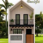 Natalie Sarah Instagram - Mungkin bisa jadi inspirasi kamu, yg punya Lahan Terbatas ,Tanah ukuran 4m X 8m , Bisa jadi Rumah 2 Lantai ,😍 walaupun Tanpa Carport , si Imut ini..Tetep Manis dan Estetik Designed and Build @decoranbynat - #desainrumah #fasadrumah #rumahmungil