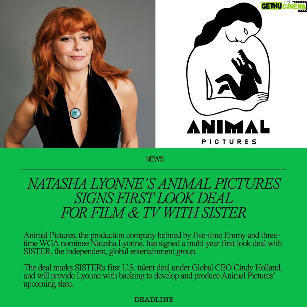 Natasha Lyonne Instagram - 📣 MAJOR NEWS KLAXON 📣 We’re thrilled to announce today that SISTER has closed on a multi-year first-look deal with Animal Pictures, the production company helmed by five-time Emmy and three-time WGA nominee Natasha Lyonne! “Natasha Lyonne is a singular talent in our industry; a quadruple threat as an actor, writer, director, producer and a proven hitmaker who creates unforgettable characters and worlds. She is a beloved and deeply respected leader who is always pushing the boundaries of entertainment and we are thrilled to welcome her to SISTER.” - Cindy Holland, SISTER Global CEO Stay tuned for more!