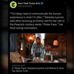 Natasha Lyonne Instagram - So grateful for all these good tidings & to work with the great @riancjohnson & a bevy of overflowing talent on our most special show: #PokerFace. Thank you @televisionacad, @official_tca & @hollywoodcriticsassociation for the acknowledgment of our work. And now we strike in solidarity at the stroke of midnight! @sagaftra @wgaeast @wgawest ✊♥️♥️🤘✊🔍🔍