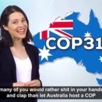 Nathalie Kelley Instagram - Brilliant work again from @thejuicemedia - although I don’t know what’s more disturbing - Australia 🇦🇺 being one of the largest exporters of coal and gas, watching passively as our Pacific Island neighbors are swallowed by rising sea levels... Or the fact they want to host the worlds biggest climate wank - COP31 - to greenwash their dirty image. Our leaders are a disgrace, such cowardice and greed at a time we need decisive action the most. Don’t say I never criticize Australia! 🇦🇺💩** also if some of our Aussie slang like “shit their dacks” is confusing just holler in the comments and I’ll translate for you! 😭😭😭