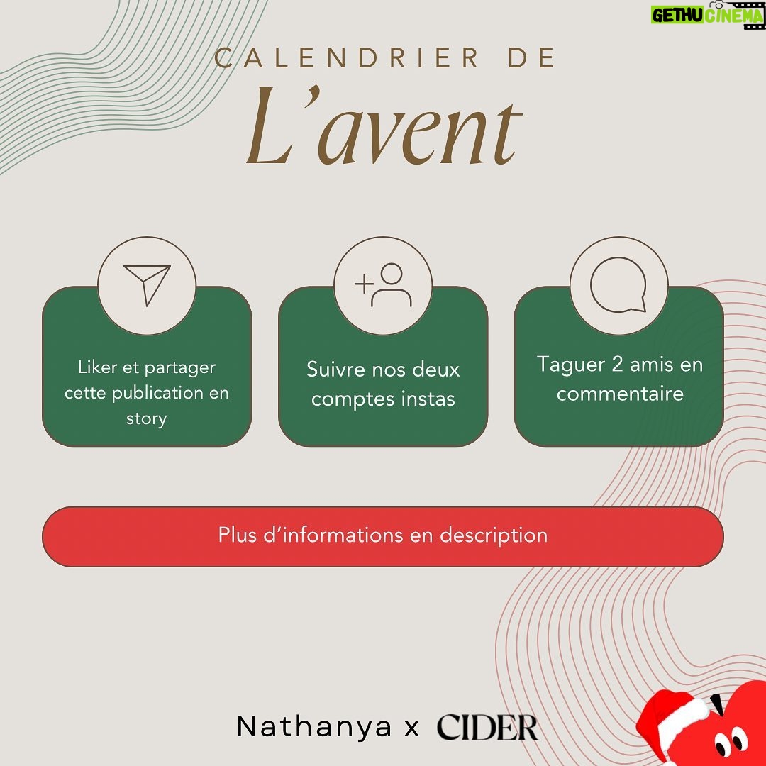 Nathanya Sion Instagram - ✨ GAGNEZ 300€ DE COUPON CHEZ CIDER✨ Et voila on finit en beauté ce calendrier de l’avent Cider avec un dernier partenariat avec @nathanya.sonia ! Pour ce réveillon de Noël, Nathanya vous fait gagner un coupon de 300€ sur notre site Cider 🥳 Pour participer, rien de plus simple! - Suivre @shopcider_france et @nathanya.sonia - Liker cette publication - Partager cette publication en story en tagguant @shopcider_france * - Mentionner 2 amis en commentaire * pour les comptes en privé merci de nous envoyer en message privé un screen de votre story ⏳ Le ou la gagnant(e) sera annoncé le 29 décembre! #shopcider #shopcider_france #cidergang #giveaway #concours #adventcalendar #noel