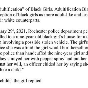 Navia Robinson Instagram - The “Adultification” of Black Girls. Adultification Bias refers to the perception of black girls as more adult-like and less innocent than their white counterparts. 

Why does the “adultcification” of black girls matter?

-To counter inequality we must begin internally, by analyzing how we perceive other humans (black girls in this instance) and if that perception is fair or pervaded with subconscious bias. 

-Georgetown Law sites adultification, or the perception of Black girls as less innocent, as a potential contributing factor to the disproportionate rates of punitive treatment in the education and juvenile justice systems for Black girls. 

-Acknowledging internal prejudices and inappropriate perceptions of black girls is a step towards confronting and dismantling the deep-rooted manifestation of implicit bias against young women of color. 

-Researches suggests that adultification may play a role in the child welfare system; Authorities in this system who view Black girls as more independent and less needing of nurture and protection may assign them different placement or treatment plans from their white girl counterparts. 

-To quote Girl Interrupted: The Erasure of Black Girls’ Childhood, “Ultimately, adultification is a form of dehumanization, robbing Black children of the
very essence of what makes childhood distinct from all other developmental periods: innocence.” 

Some instances are less overt. I speak to this from personal experience, having encountered variants of adultification myself. Most prominently is my experience with disproportionate objectification on tv sets; having to wear less makeup and more layers, as compared to young girls who are not POC, because I was looked at as “more mature” and “less innocent”.

I share this in hopes that, if any other young black/poc girls out there who stumble upon this ‘post’ have experienced adultification bias now feel less alone, and as importantly… that their feelings in regard to experiencing this type of prejudice are valid.

Xx