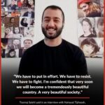 Nazanin Boniadi Instagram - Prominent Iranian rapper Toomaj Salehi has been sentenced to death by an Islamic Revolutionary Court on charges of “spreading corruption on earth.” Toomaj was initially violently abducted and detained by authorities in October 2022 for supporting the nationwide anti-government protests triggered by the killing of 22-year-old Mahsa Jina Amini by the morality police in Iran. He is known for using his lyrics to openly and courageously criticize the regime in Iran on issues such as corruption, widespread poverty, state executions, women’s rights, and the killing of protesters. Swipe to read more about his case and take action. 🚨 WHAT CAN YOU DO: 1. Sign the 2 petitions in our bio. 2. Send an automated tweet to officials. 3. Use our email template to send emails to officials. 🔗 All links in our bio. #ToomajSalehi #FreeToomaj #توماج_صالحی
