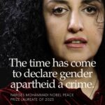 Nazanin Boniadi Instagram – The time has come to declare gender apartheid a crime.  

For decades, Iranian women have faced various forms of gender-based discrimination at the hands of the Islamic Republic. Systematically and purposefully, Iranian officials have advanced the subjugation of women, girls, and others through the use of all instruments and powers of the state. 

They have instituted a complex web of discriminatory, degrading, and dehumanizing laws, policies, and practices in stark contravention of international law – with women and girls facing limits and restrictions in all aspects of our lives, from our education and employment to our dress and bodily autonomy.  The suffering of Iranian women and society as a whole must not go unnoticed, and concerted efforts are required to ensure that justice and equality prevail. That is why I have written a letter to UN Secretary-General António Guterres, urging him to declare gender apartheid a crime against humanity.”

Nobel Peace Prize laureate Narges Mohammadi has written a letter from behind bars in Evin prison, where she is serving a 12-year sentence for “propaganda against the state,” among other things. Narges Mohammadi was awarded the Nobel Peace Prize 2023 for her fight against the oppression of women in Iran and her struggle to promote human rights and freedom for all.
 
Follow the link in our bio to read the full text.
.
#nargesmohammadi #ENDGENDERAPARTHEID
Photo credit Vahid Zare Zadeh