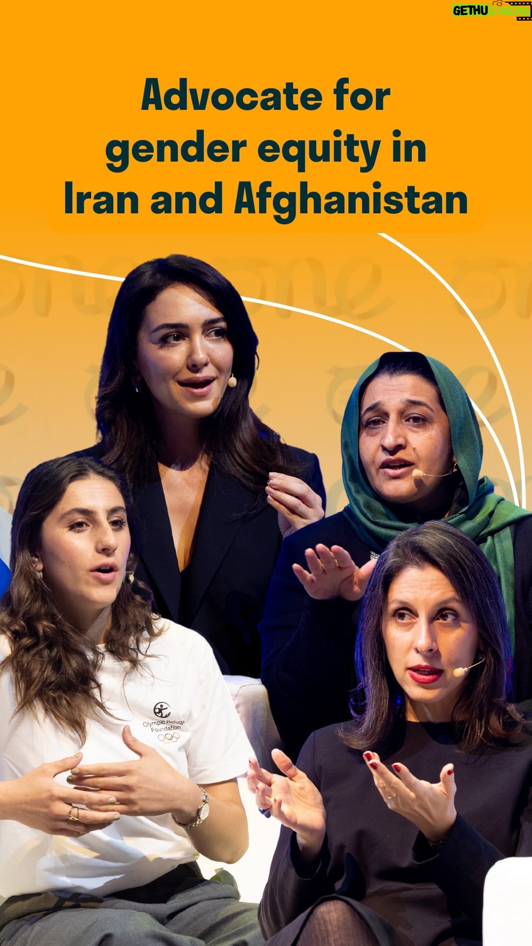 Nazanin Boniadi Instagram - You can fight gender apartheid 🫵 Our Counsellors @nazaninboniadi, Nazanin Zaghari-Ratcliffe, Hasina Safi, and Ambassador @marziehhamidi.official spoke about their experience of living in and fighting against a gender apartheid state. They urged the global community to show solidarity and not let the stories of women in Iran and Afghanistan fade. Their tips on how you can show solidarity are: 💪 Talk about women’s rights and freedom, share their stories and be their voice 💪 listen and understand the ground reality of the state of women’s rights 💪 include women in your definition, policy and discussion of peace We urge you to show solidarity with women, not only in Afghanistan and Iran but anywhere in the world where their rights are held hostage by governments and society. Watch the full session through our link in bio.