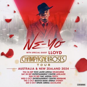Ne-Yo Instagram - Of course I couldn't leave my Aussie & New Zealand fans out of the fun! My "CHAMPAGNE & ROSES TOUR" is coming to Australia and New Zealand this September and I'm bringing special guest, LLOYD @curlyheadedblackboy with me! Tickets go on sale to the public 4/22 at 11AM local time. But you can get pre-sale access 4/17!
Drop a 🌹 in the comments for the special access code. #ChampagneAndRosesTour 🥂 🌹
