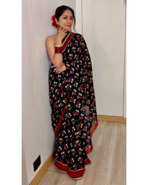 Neena Gupta Instagram - Phoolmati wearing @houseofmasaba saree!