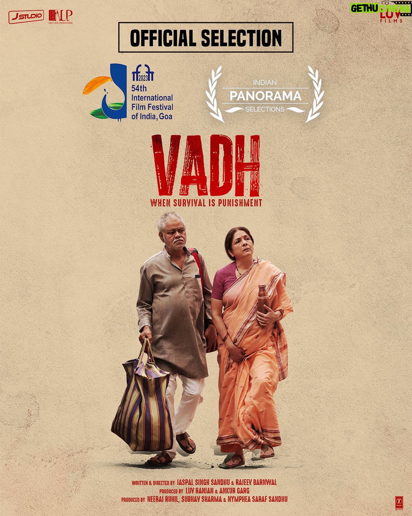 Neena Gupta Instagram - Delighted to announce that 'Vadh' has been officially selected for Indian Panorama section at 54th International Film Festival of India. 🤩🫶 @imsanjaimishra @saurabhsachdeva77 @manavvij @jas.sandhu12 @rajeev.bwall #LuvRanjan @gargankur82 @ruhil_neeraj @subhav.sharma @nymphea.saraf @luv_films @jstudiofilms #NextLevelProductions @tseries.official