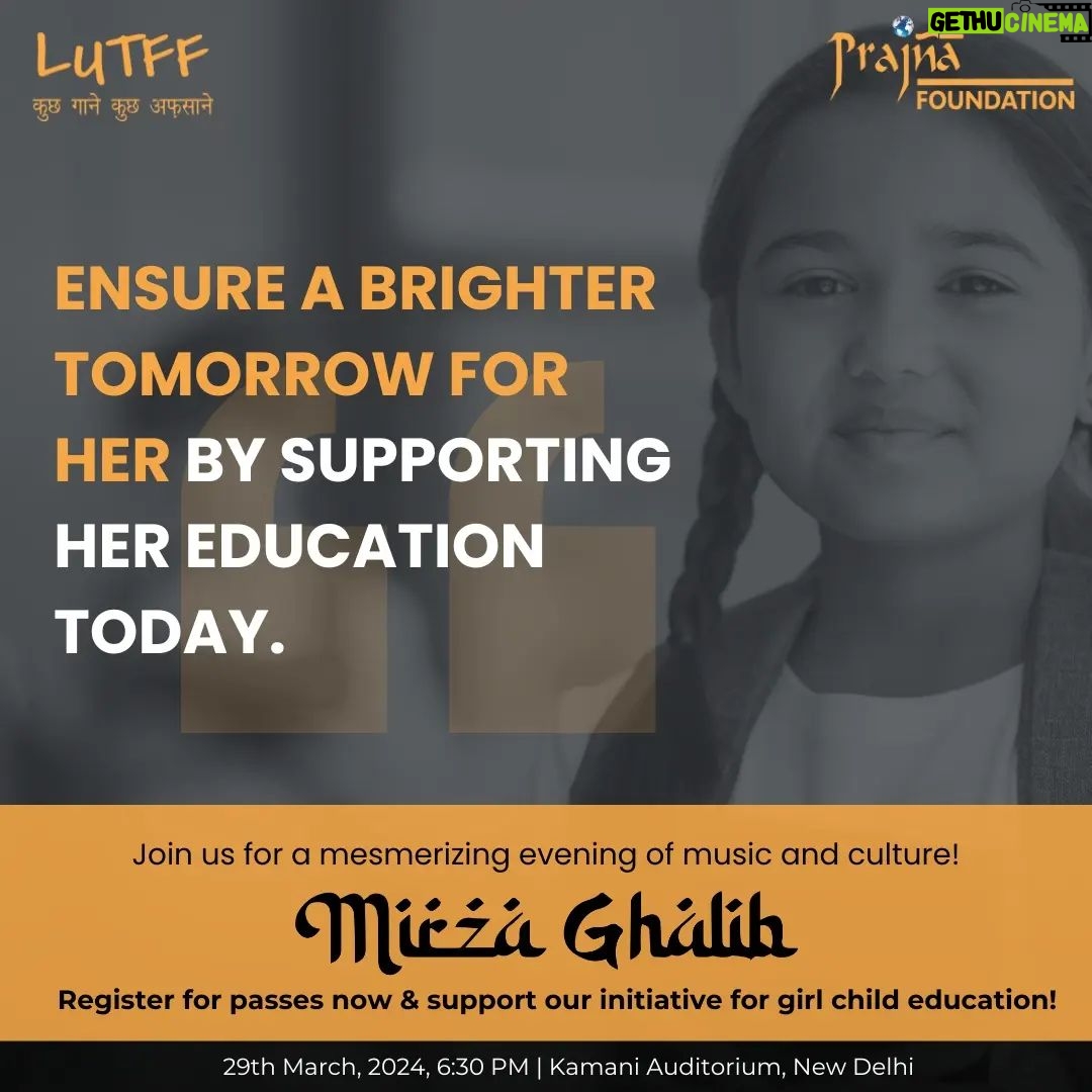 Neena Gupta Instagram - Illuminate her future by backing her education today! Lutff and @prajnafoundation mark 35 glorious years of Gulzar's iconic TV serial Mirza Ghalib! Secure your passes now and contribute to our cause for girl child education! Featuring: @neena_gupta In conversation with @writetodanish Ghazal Rendition by @iamsupriyajoshiofficial . . 🗓️ Save the date: Friday, March 29th, 2024, 6:30 PM 📍 Kamani Auditorium, New Delhi Register now via the link in our bio! Entry by registration only*. . . #Lutff #MusicAndCulture #MirzaGhalib #GirlEducation #SupportHerFuture #EmpowerGirls #EducationForAll #CulturalEvent #SupportTheCause #MusicLovers #DelhiEvents #SocialImpact