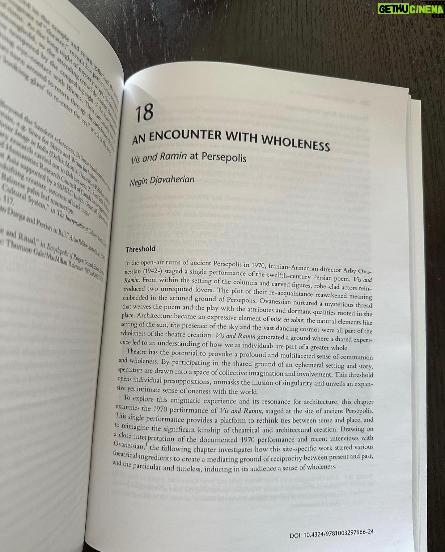 Negar Javaherian Instagram - #repost/ @negindjavaherian šš¤: I am thrilled and honoured that I had the privilege to contribute to "Theatres of Architectural Imagination", a groundbreaking collection of essays that explores the intriguing threads between theatre and architecture. I am deeply grateful to Lisa Landrum and Sam Ridgway for their incredible work and vision in creating this stunning book. Lisa, I have known you for many years, and have fond memories of our conversations about theatre and architecture. Your expertise, enthusiasm and encouragement were a constant source of inspiration all the way through years of PhD and even after. I am delighted to have had this opportunity to participate in this project. Sam's expertise and guidance were instrumental to the success of this book, and I am grateful for his support. Congratulations to both of you and to all the thinkers and writers involved in this book. Many thanks to Luis Dahl, who generously devoted his time to editing and reviewing my text. His input played an important role in this chapter. And my special thanks to Arby Ovanessian for many hours of inspiring conversation and letting me explore his personal referelection of his theatre, "Vis and Ramin", more than 50 years after its performance. Thank you Arby for your invaluable insights, which became a primary source for my article. @lisalandrum.arch