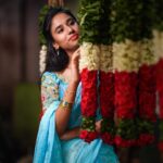 Neha Chowdary Endluri Instagram - Temple day 😇🩵 #swipe 📸 - @avinash_mukkamala Assist @shutterbug_yuga #neha_nani #nehachowdary #templeday #traditional #tirupati