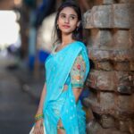 Neha Chowdary Endluri Instagram - Temple day 😇🩵 #swipe 📸 - @avinash_mukkamala Assist @shutterbug_yuga #neha_nani #nehachowdary #templeday #traditional #tirupati