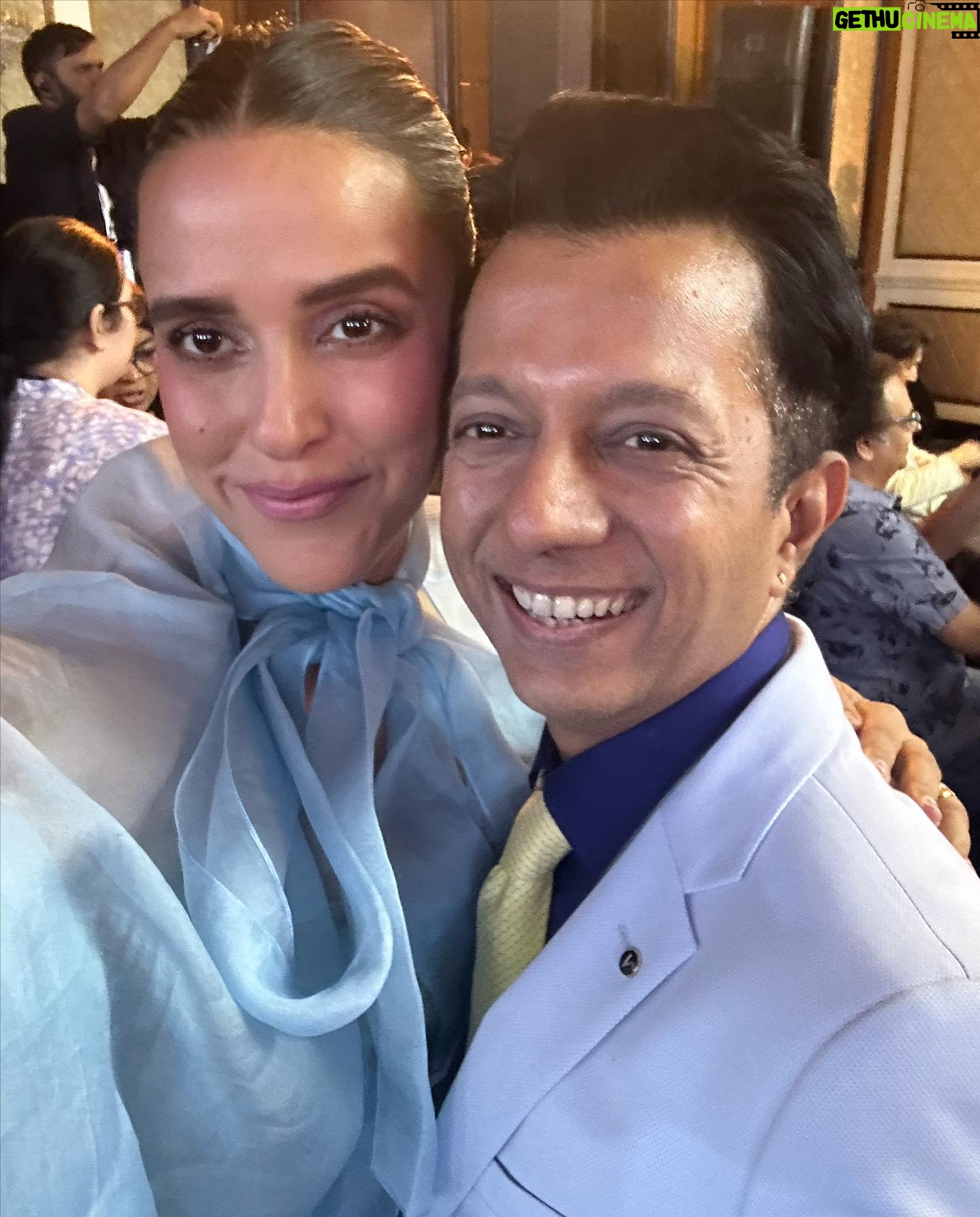 Neha Dhupia Instagram - Thank you @realbollywoodhungama for awarding me with THE MOST STYLISH MOULDBREAKING TALENT OF THE YEAR - FEMALE β¦ When I was leaving home last night all dressed in my ice π§ blue outfit our baby girl said βma you look like , ELSA β β¦ and I smiled back and said this Elsa Wil be home soon and tuck into bed with you. β₯οΈ Between being a princess in my baby girls eyes and breaking moulds jus by not trying to fit into any is where the magic πͺ happens. . . Be urself , caus eventually thatβs all that matters. Thank you @realbollywoodhungama @rohitkhilnani Neeraj sir @idohungama , Suleimaan sir @suleman_mobhani , Ryan @z3_us and the entire team for working tirelessly and putting up such a great show β¦ this award means so much. π- @reik.studio π - @sonicsmakeup @fouzikazi_makeupndhair @kapilcharaniya πΈ