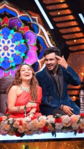 Neha Kakkar Instagram - Meet @sanjurathod07 The Man who Sang and Created My recent favourite #GulabiSari ♥️ God bless you Sanju!!!! Thank you #SuperstarSinger3
