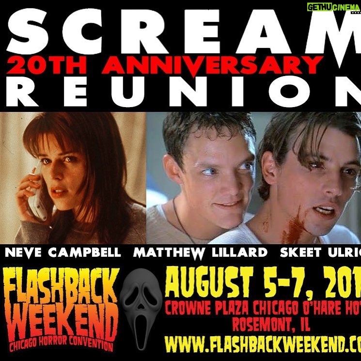 Neve Campbell - 13K Likes - Hey all! So I'm going to be at this event in Chicago, August 6th and 7th, hanging with fans and some of my cast mates from Scream and The Craft. Come see us! Should be great fun! // #flashbackweekend #flashbackweekendchicago