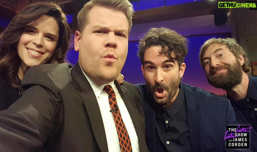 Neve Campbell Instagram - Had a blast on The Late Late Show today. James Jay and Mark were fab to hang with. #latelateshow