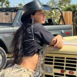 Nicole Lynn Williams Instagram - Living my best desert life 🌵 🤠 Custom Beaded Bra and earrings @jesuisjeniece @jeblancisalive