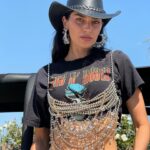 Nicole Lynn Williams Instagram - Living my best desert life 🌵 🤠 Custom Beaded Bra and earrings @jesuisjeniece @jeblancisalive