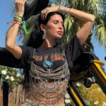 Nicole Lynn Williams Instagram - Living my best desert life 🌵 🤠 Custom Beaded Bra and earrings @jesuisjeniece @jeblancisalive