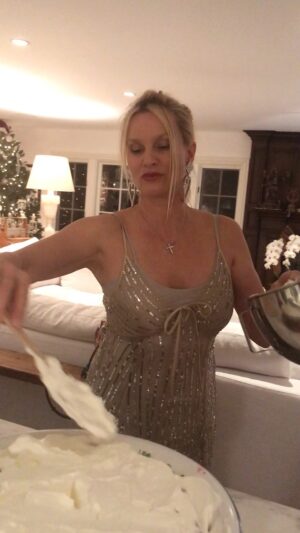 Nicollette Sheridan Instagram - Christmas dinner ends with Nicollette’s famous English raspberry trifle! Thanks to little bro for all the help taste testing 😂 ❤️ @nicksavalas 😋 yummmm! #merrychristmas #love #family #happyholidays #cooking #desperatehousewives