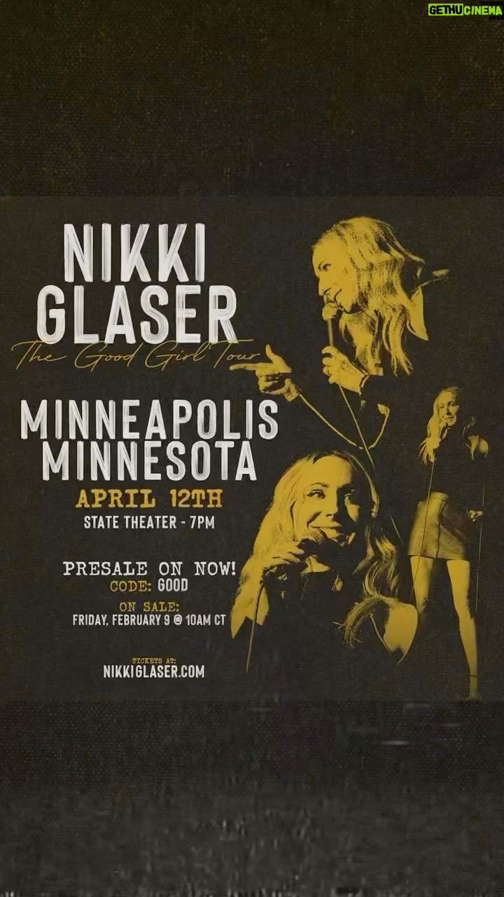 Nikki Glaser Instagram - Minneapolis! I’m coming back! See you April 12th! Get presale tickets now! Use code GOOD. See you there!