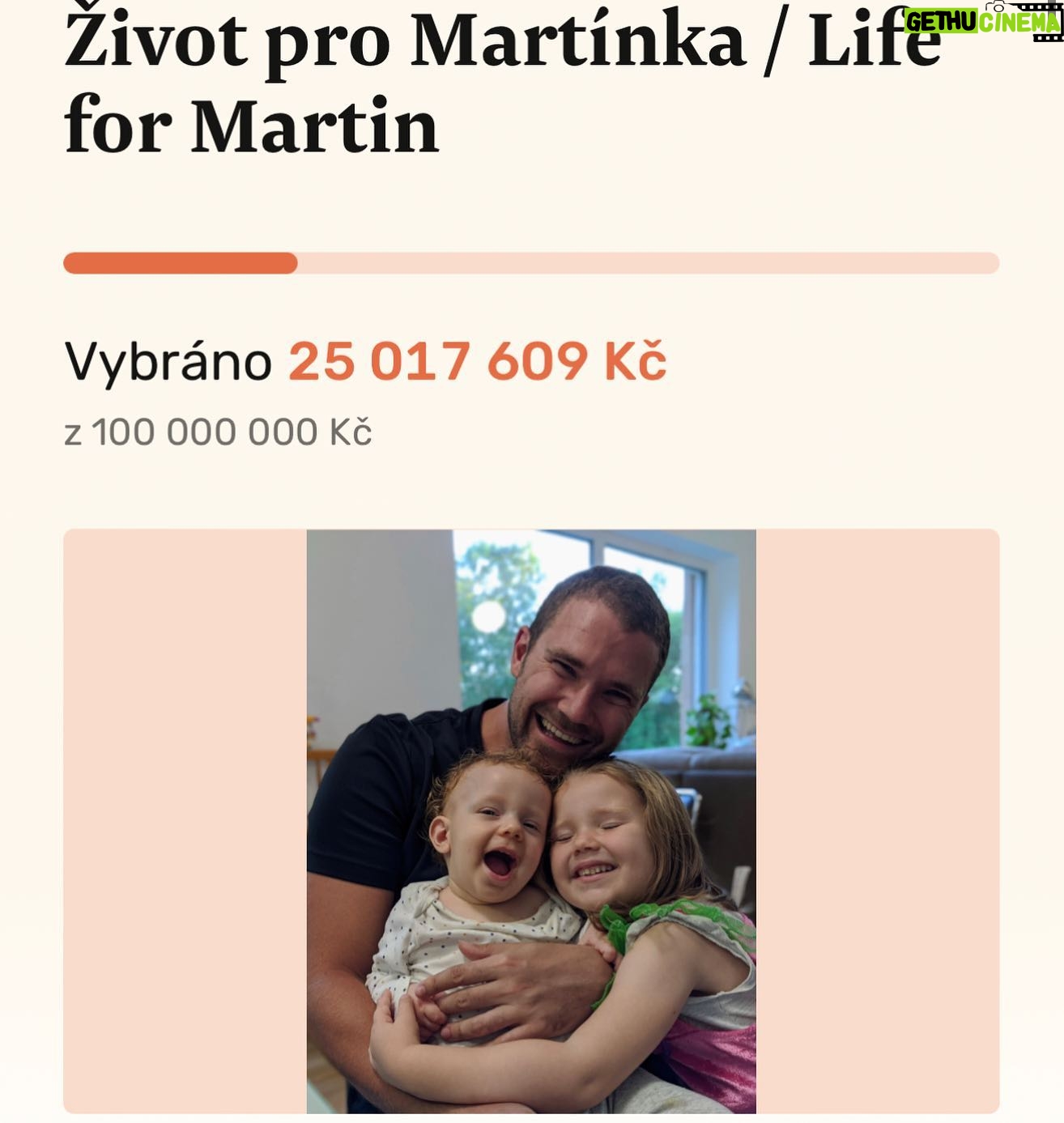 Nikol Štíbrová - 32K Likes - 25 milionů ❤️
To je jedna čtvrtina cílový částky.
Kde vezmeme zbývajících 75 mega?
Celkem snadno 😅.
Jsem to vymyslela viď 😂.
Když teď každej jeden z nás překecá 3 lidi, aby poslali to, co my, tak to máme. Tři lidi. Máma, brácha, kámoška, soused, kolega, šéf, kdokoli. To neni nereálný, ne?
3 lidi -> 100 milionů.
Martínku, #neninamtojedno.