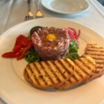 Nina Lu Instagram – one sister has been wanting to try steak tartare for 5 months, 
the other sister owes the first sister a birthday gift,
✨steak tartare for lunch✨