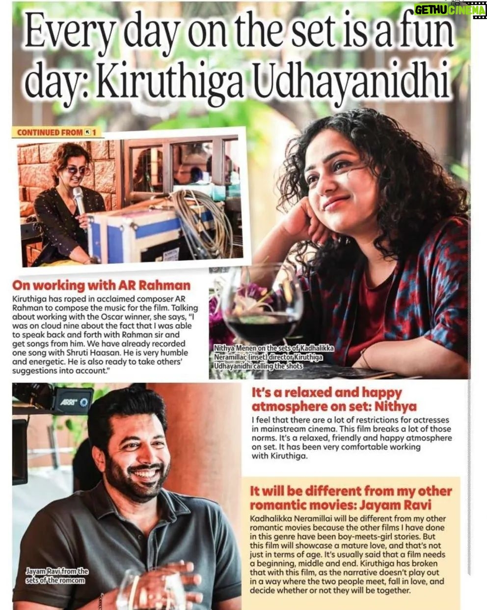 Nithya Menen Instagram - Some updates on #KadhalikkaNeramillai It was truly a fun set with relaxed and happy people.. can't wait for this one ! @kiruudhay @jayamravi_official