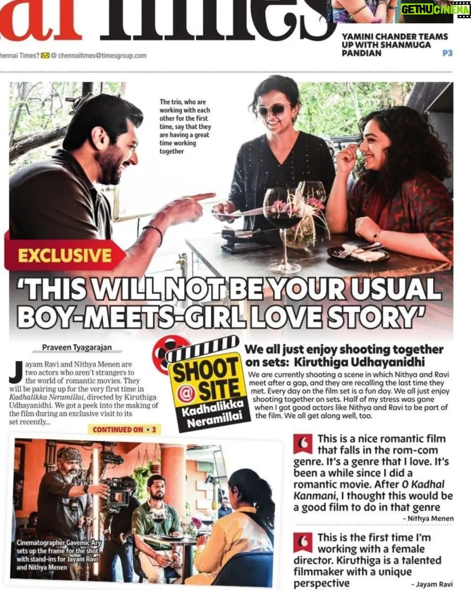 Nithya Menen Instagram - Some updates on #KadhalikkaNeramillai It was truly a fun set with relaxed and happy people.. can't wait for this one ! @kiruudhay @jayamravi_official