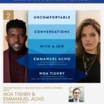 Noa Tishby Instagram - ANNOUNCEMENT: I’m hitting the road with @emmanuelacho to talk about our new book, “Uncomfortable Conversations with a Jew”. I’ll be in NYC, Philly, LA, and Long Island. And there will be some awesome moderators too, including #BretStephens @mandanadayani @yoavdavis and @sbutnick. Head over to my stories to get your tickets now. See you soon! To get my kibbutz Nir Oz T-shirt and many more @haachim_restaurant
