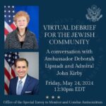 Noa Tishby Instagram – 🔔REGISTRATION LINK IN BIO:
May 24 at 12:30 PM EDT
Virtual Briefing for the Jewish Community featuring Ambassador Deborah Lipstadt, U.S. Special Envoy to Monitor and Combat Antisemitism, and Admiral John Kirby, National Security Communications Advisor, White House National Security Council.
Learn why the alarming rise in antisemitism isn’t just a matter of concern to the Jewish community, but a direct threat to democracy and national security. Gain insights into how the U.S. Department of State, and the U.S. government in general, are addressing Jew-hatred around the world and why a comprehensive, whole-of-society approach is more critical now than ever.
Don’t miss this opportunity to be informed, engaged, and empowered to counter antisemitism. Join us!