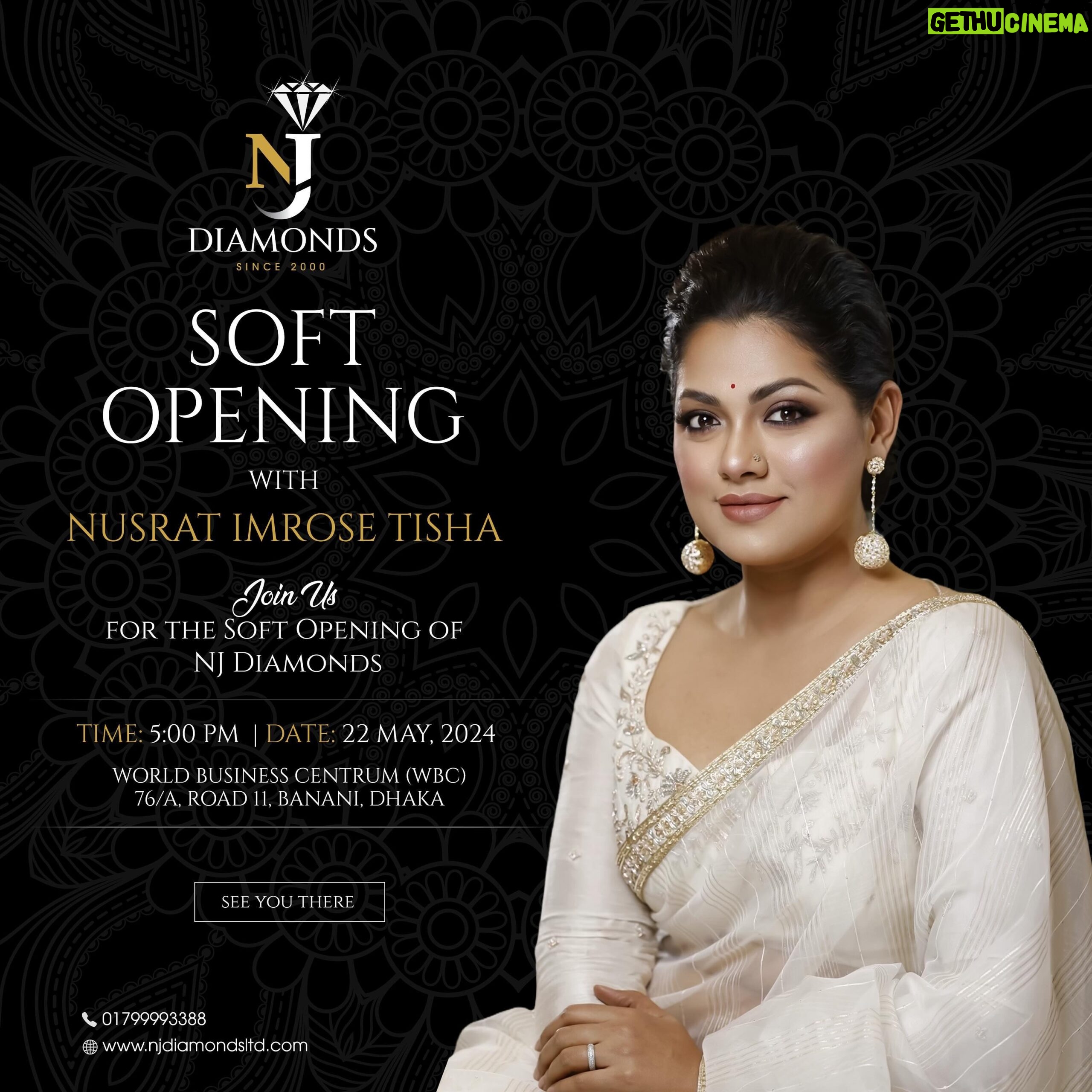 Nusrat Imroz Tisha Instagram - Hello Everyone! This Wednesday, 22nd of May, I’m so excited to be teaming up with NJ Diamonds for their Soft Opening in Banani 11. NJ Diamonds has a stunning new diamond line and a range of exquisite jewellery pieces that sets them apart from anyone else in the business. Join me for their launch at 5 PM, on the 22nd of May in WBC, Banani 11. See you all there! #tisha #nusratimrosetisha #imrose #22may @njdiamondsltd