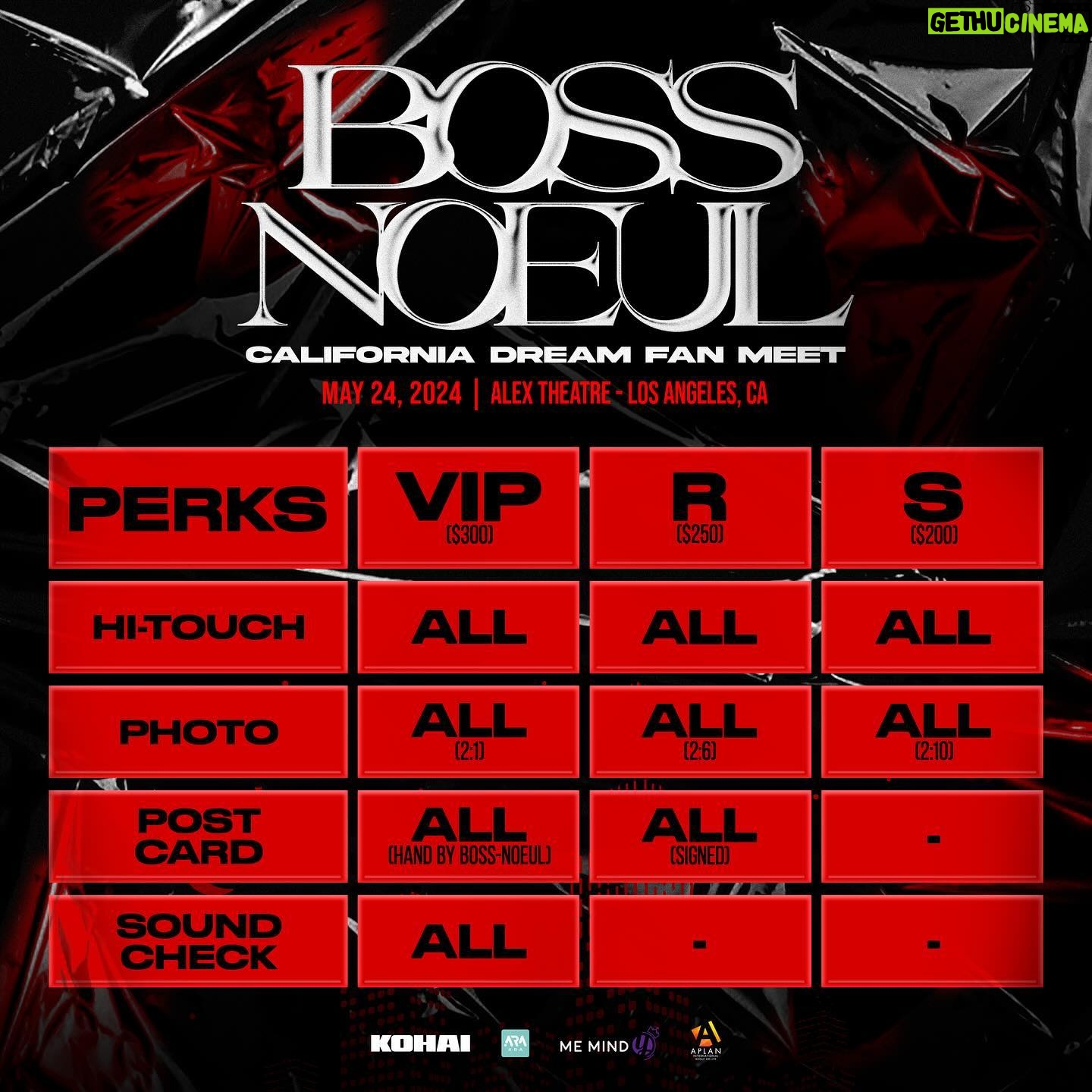 Nuttarat Tangwai Instagram - 🌴Boss & Noeul California Dream Fan Meet 2024🌴 🗓️Fri May 24, 2024 📍Alex Theatre (Los Angeles, CA) ticket options: VIP, R, S 🕰️5:00 PM Doors Open 🗓️Sun May 26, 2024 📍The Regency Ballroom (San Francisco, CA) ticket options: VIP, R, S, A 🕰️3:00 PM Doors Open tickets will be on-sale this Friday, April 12th at 10 AM PST! Ticket Packages VIP: includes hi-Touch, best seats, personal photo with both actors, a signed postcard, sound check access R: stands for “Royal” includes hi-touch, a group photo with 6 people, and a signed postcard S: stands for “Superior” includes hi-touch and a group photo with 10 people A: stands for “A Grade” includes hi-touch All seats are reserved, limited availability-get your tickets asap! Tickets & More Information 🔗 kohai.com/bossnoeul #BossNoeul_FM_California #BossNoeul