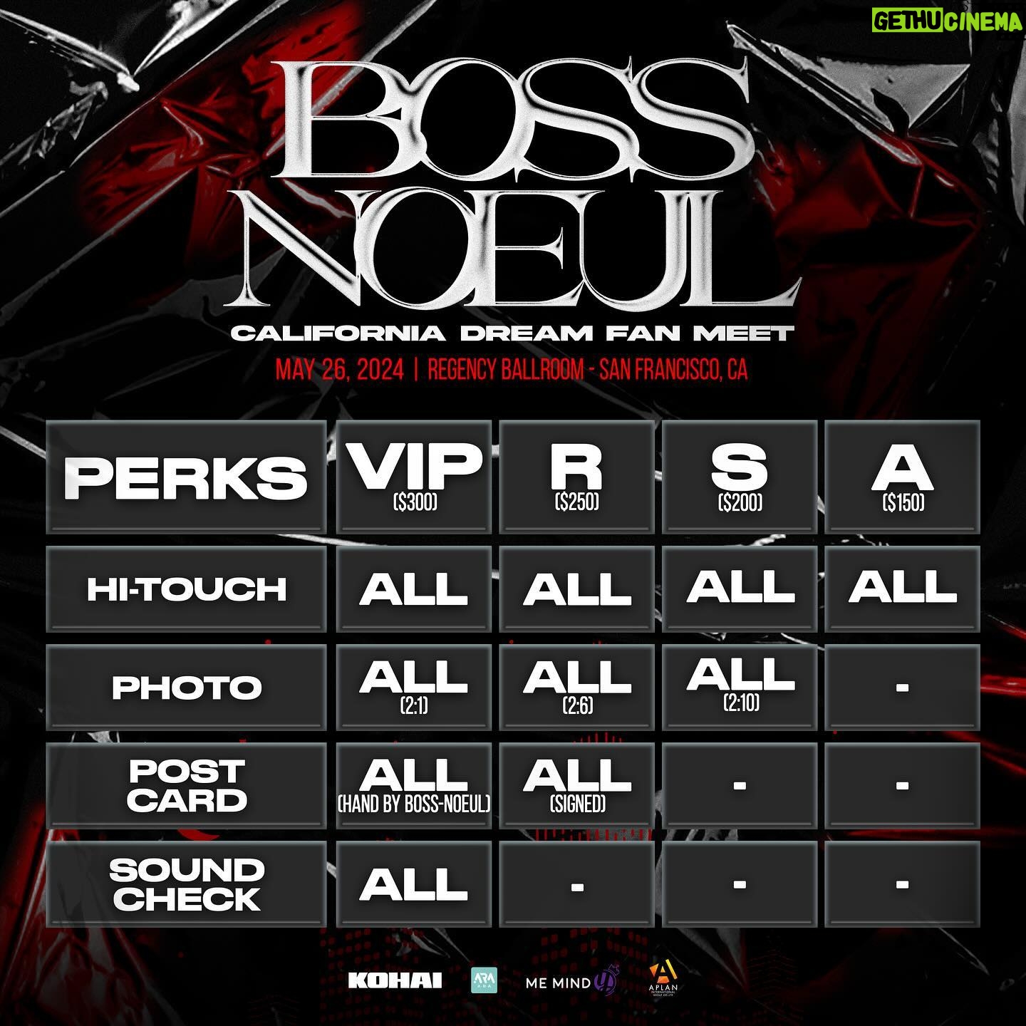 Nuttarat Tangwai Instagram - 🌴Boss & Noeul California Dream Fan Meet 2024🌴 🗓️Fri May 24, 2024 📍Alex Theatre (Los Angeles, CA) ticket options: VIP, R, S 🕰️5:00 PM Doors Open 🗓️Sun May 26, 2024 📍The Regency Ballroom (San Francisco, CA) ticket options: VIP, R, S, A 🕰️3:00 PM Doors Open tickets will be on-sale this Friday, April 12th at 10 AM PST! Ticket Packages VIP: includes hi-Touch, best seats, personal photo with both actors, a signed postcard, sound check access R: stands for “Royal” includes hi-touch, a group photo with 6 people, and a signed postcard S: stands for “Superior” includes hi-touch and a group photo with 10 people A: stands for “A Grade” includes hi-touch All seats are reserved, limited availability-get your tickets asap! Tickets & More Information 🔗 kohai.com/bossnoeul #BossNoeul_FM_California #BossNoeul