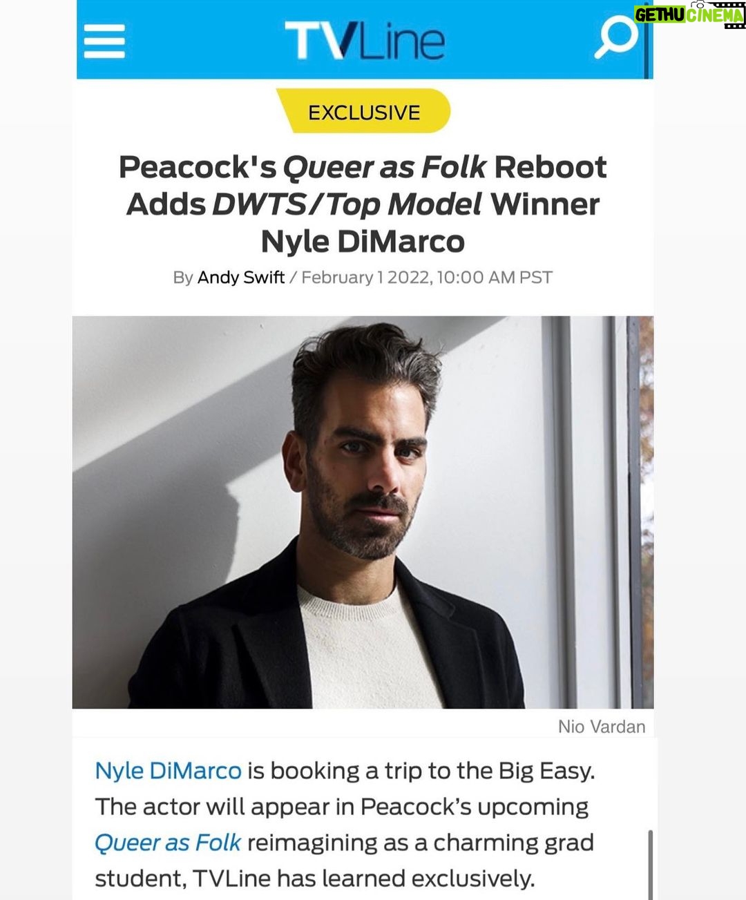 Nyle DiMarco Instagram - Hyper excited about joining the Queer As Folk reimagination along with the amazing cast and the incredible team behind this iconic show. Coming to you on @peacocktv! Thanks @niovardan for the mugshot!