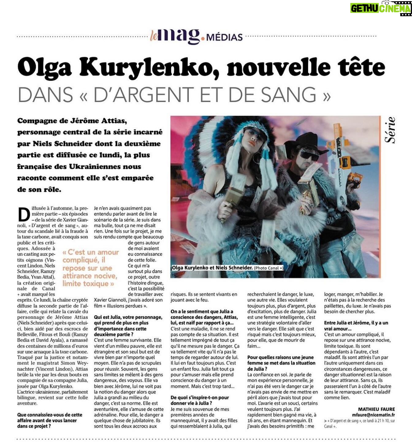 Olga Kurylenko Instagram - C’est reparti!!!!! 🌟 D’ARGENT ET DE SANG ce Lundi à 21h10 sur Canal @canalplus Interview par Mathieu Faure pour Nice Matin #dargentetdesang @nice_matin #xaviergiannoli