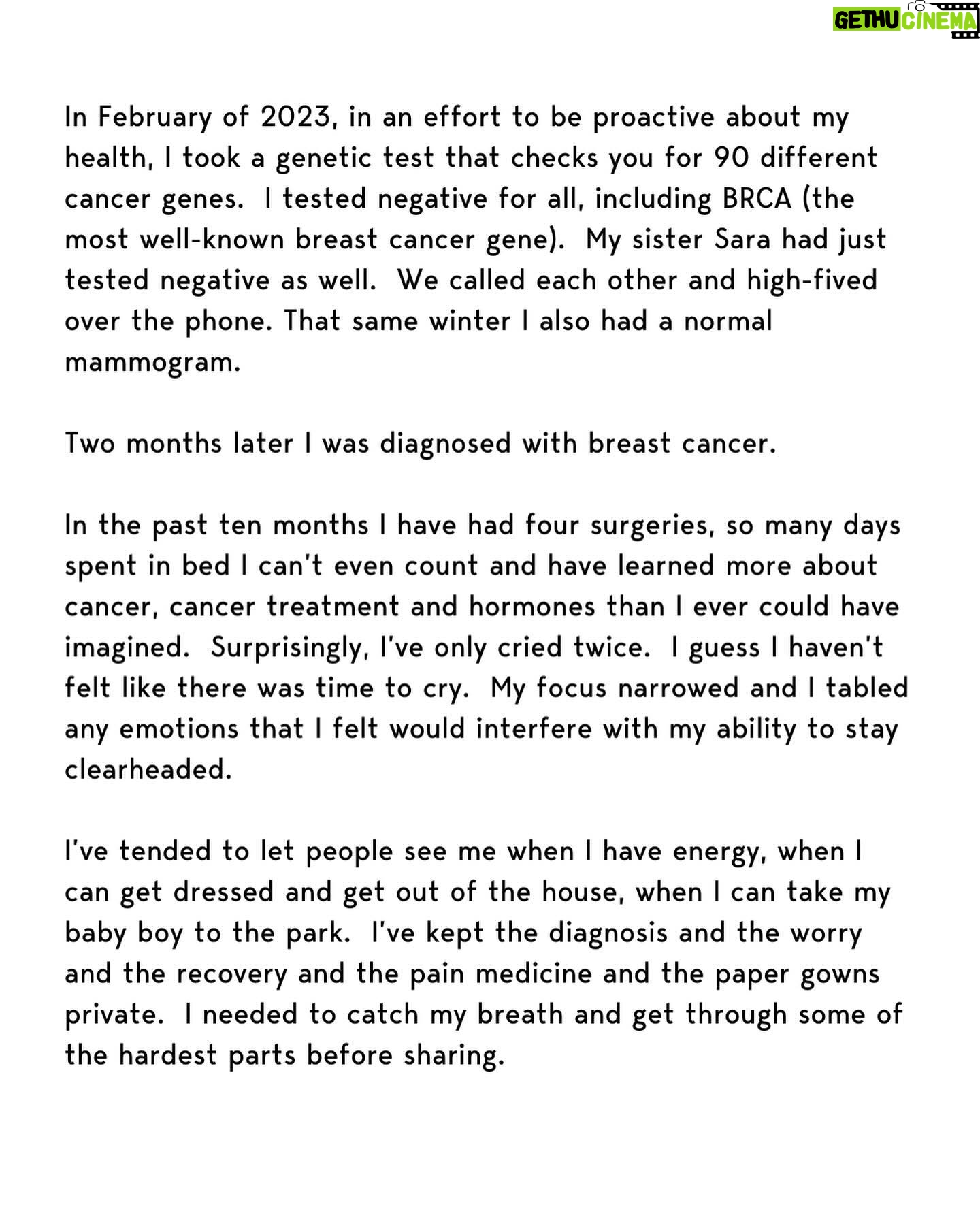 Olivia Munn Instagram - I was diagnosed with breast cancer. I hope by sharing this it will help others find comfort, inspiration and support on their own journey.