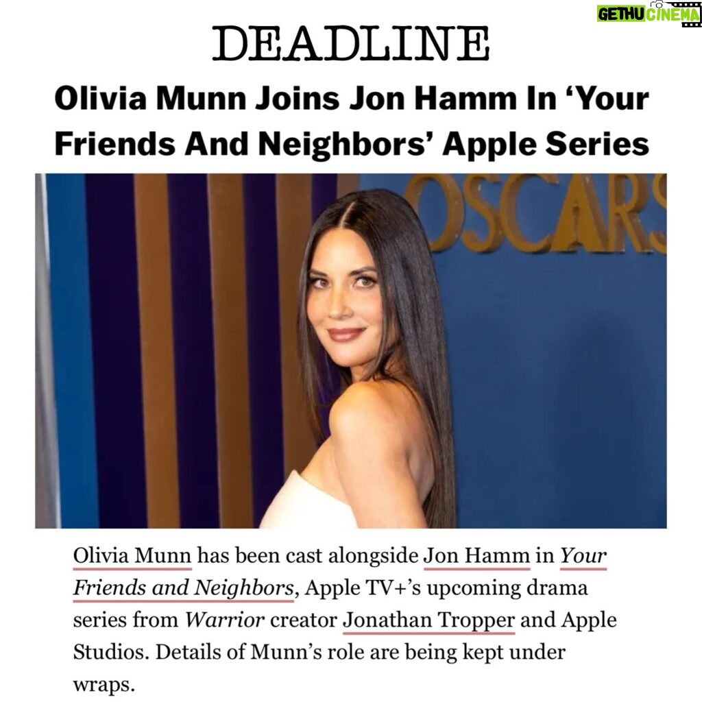 Olivia Munn Instagram - Moved into the neighborhood. @appletv
