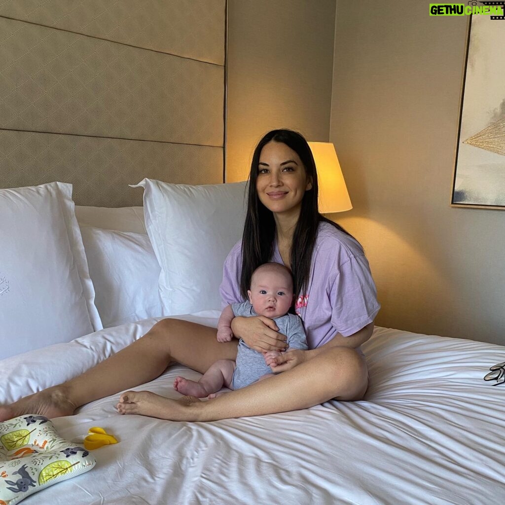 Olivia Munn Instagram - It’s been 4 months since the happiest, chillest baby came into my world. He wakes up smiling every single morning without fail, he loves bath time so much that he kicks his legs and looks around whenever he hears the sound of the tub filling up, his tiny fists are his favorite things to gum on and he squeals and follows along page by page whenever we read to him. I, on the other hand, rotate the same three t-shirts and sweatshirts. 🤪 Happy 4 month birthday Malcolm. I love you I love you I love you 🪄