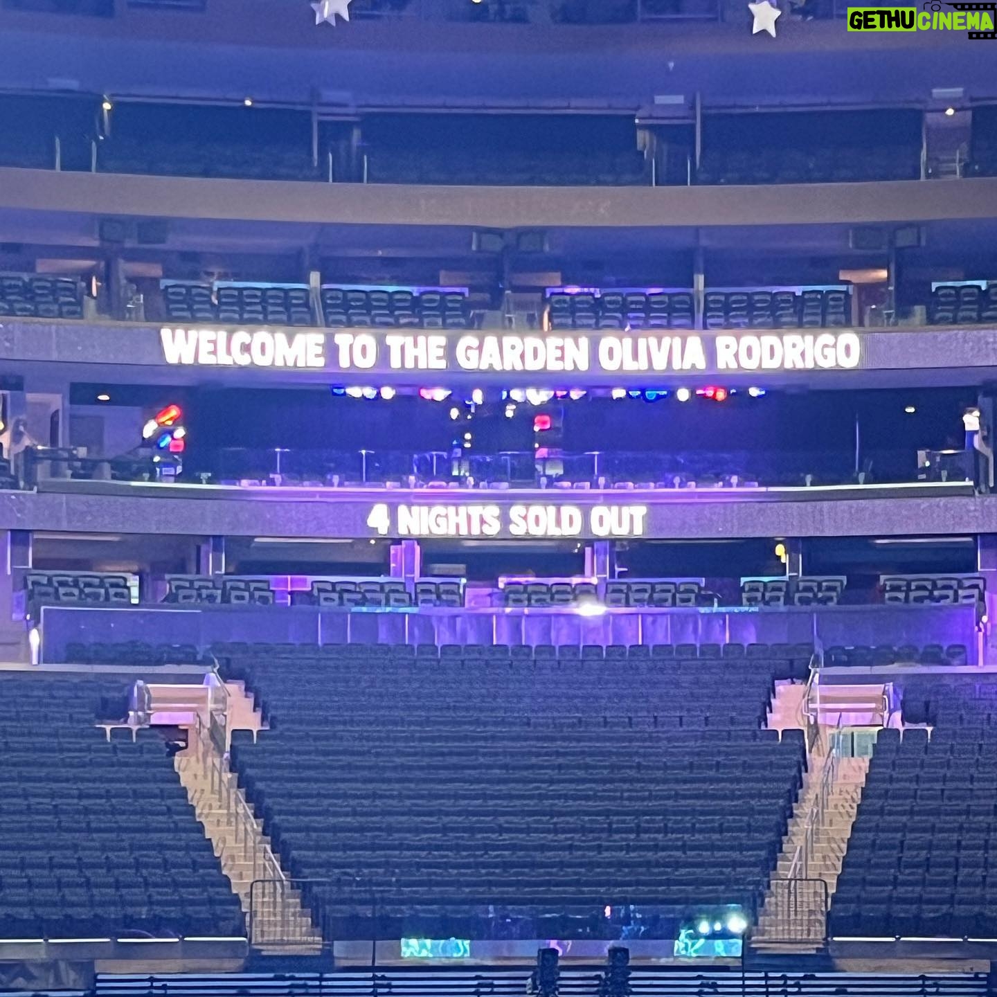 Olivia Rodrigo Instagram - 4 nights at madison square garden!!! whatta way to end this leg of the tour. immensely grateful for all the wonderful people who work so hard on making this show happen every night and thankful for everyone who has bought tickets and jumped and screamed and sang along with me <3 and massive thanks to the magical songwriting genius @jewel for singing one of my all time favs with me the other night. see u soon europe!!!!πππ